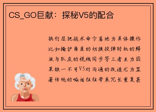 CS_GO巨献：探秘V5的配合