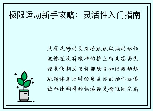 极限运动新手攻略：灵活性入门指南